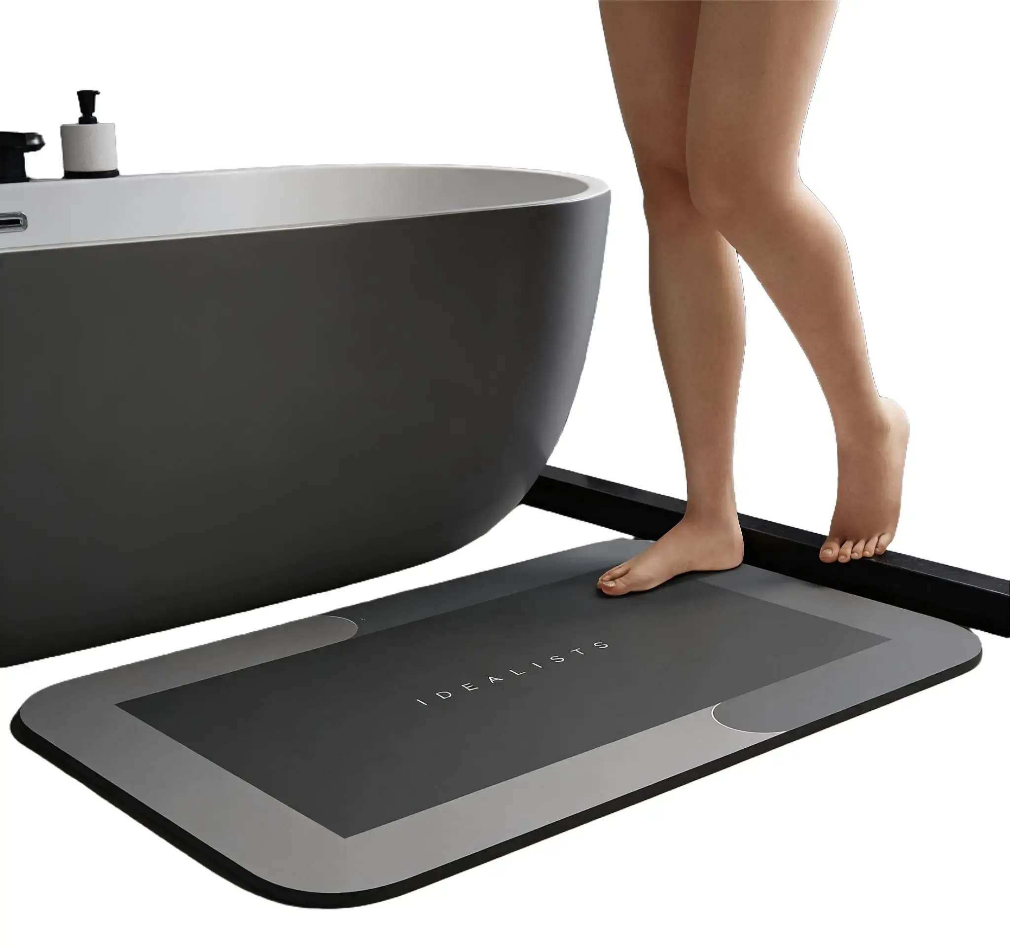 Super Absorbent Thin Bath Mat, Fast Drying Non-Slip Floor Mat, Soft Comfortable Rug for Bathroom, Bedroom, Living Room & Kitchen
