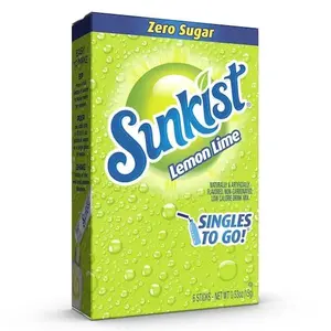 Sunkist Singles To Go Drink Mix Lemon Lime, 3 Boxes with 6 Packets Each -18 Total Servings