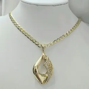 Elegant 21.5 Inches Gold Chain with Sparkling Pendant Necklace for Women