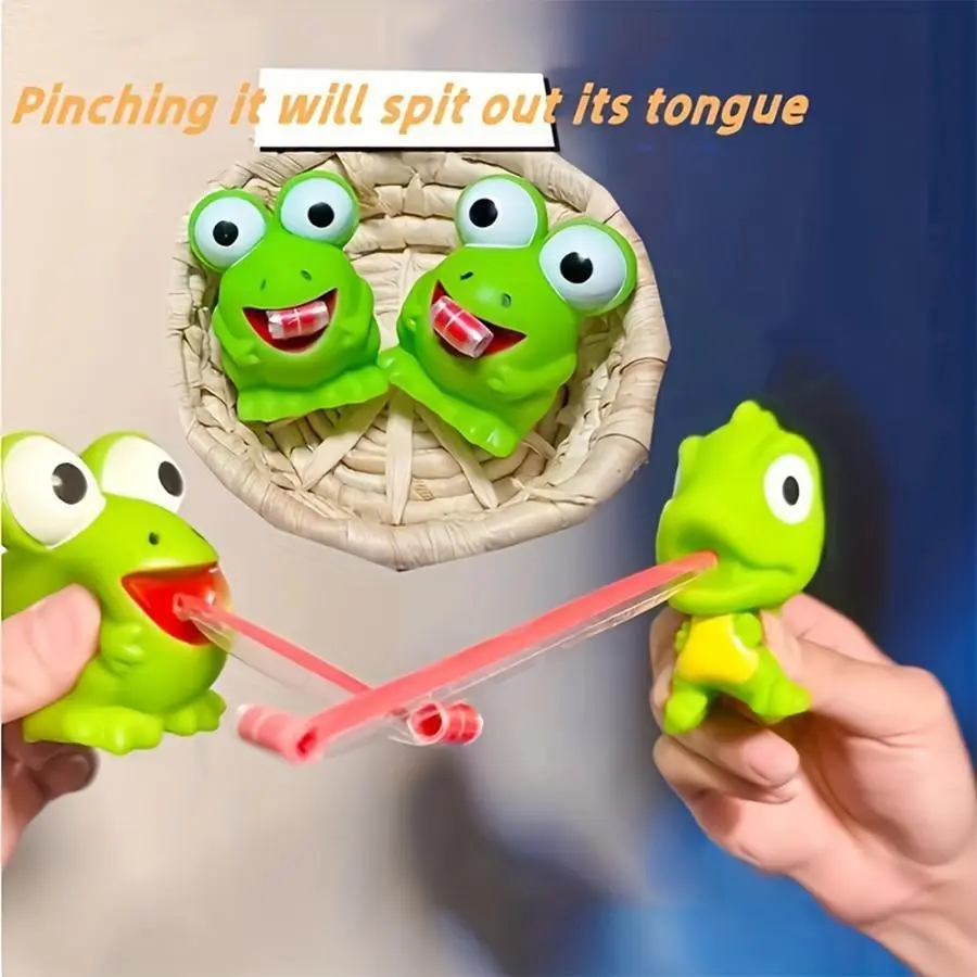 Fun Creative Toy, Frog Sticking Out Tongue,Dinosaur Shaped Pinching Toy, Big Eye Frog,Enjoying Stress Reduction And Rebound Toy,Pop Squeeze  Tongue lnteractive Toy Party Game Gift