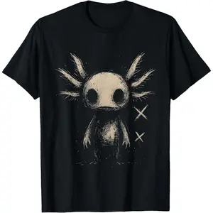 Cotton Streetwear Graphic Tees Casual Round Neck Shortsleeve Fashion Axolotl Emo Goth T-Shirt