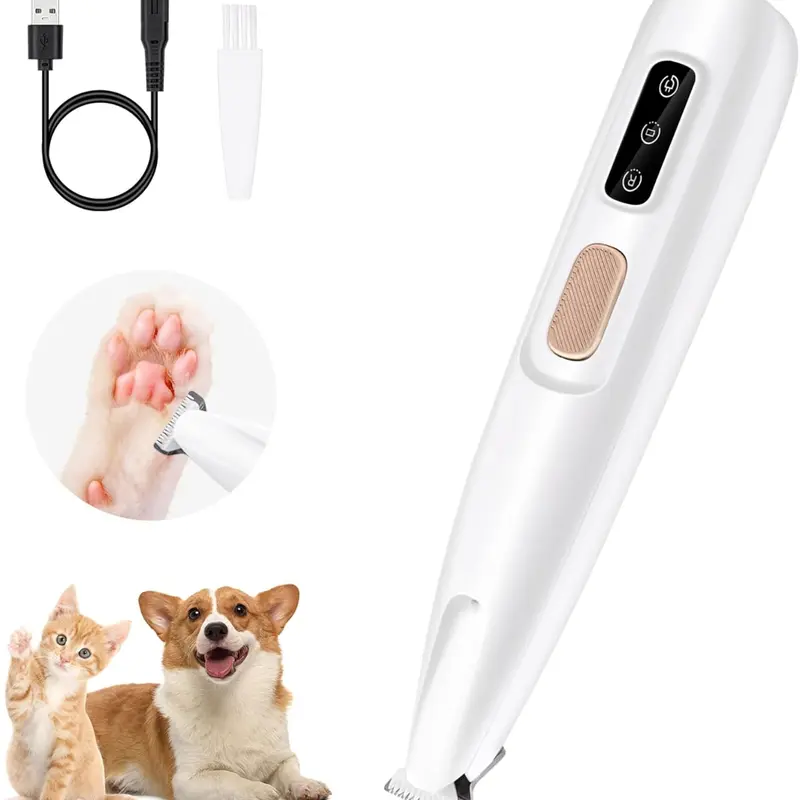Mcbazel Universal Pet Micro Precision Trimmer - Rechargeable Cells-Powered Cordless Grooming Clipper, 0.7in Narrow Blade, 1 x Paw Shaver, LED Light, 50dB Quiet, Batteries Built-in, Waterproof, 1-Touch Use, Single-Speed, Hair Care for Small Dogs/Cats