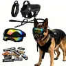 5-in-1 Dog Harness Leash Collar Goggles Set with 12 patches for Medium to Large Dogs, Heavy Duty Adjustable Dog Vest with Handle, Outdoor Walking Gear Kit #backtoschool