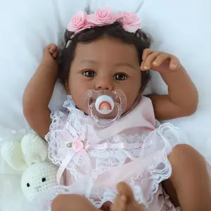 Reborn Baby Doll Black Girl – 18-Inch Realistic Lifelike African American Newborn Handmade Doll with Real Life Soft Weighted Body and Accessories – Gift Set for Kids Ages 3 and Up