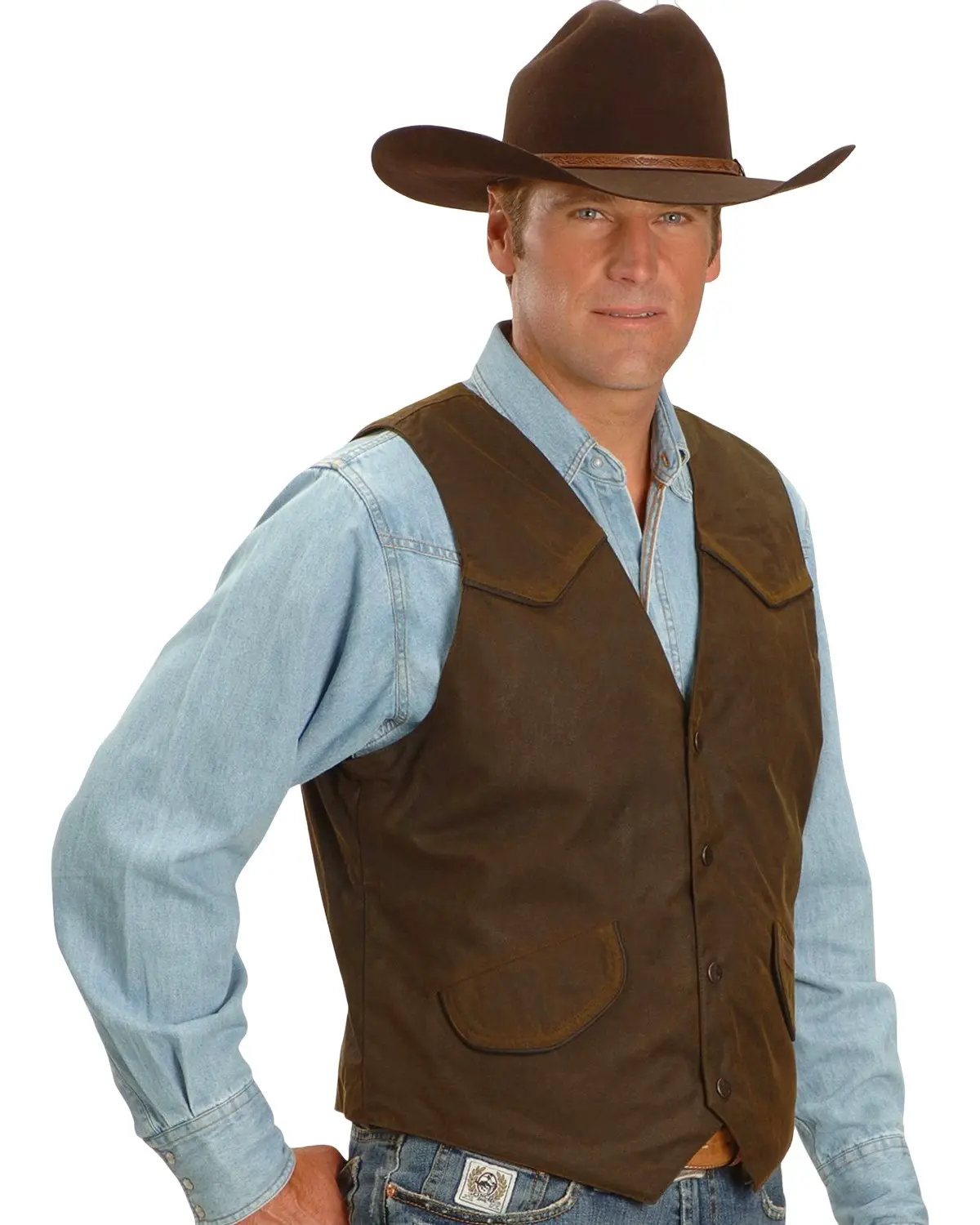 Outback Trading Co Men's Co. Cliff Dweller Berber Lined Oilskin Vest - 2155 Bronze