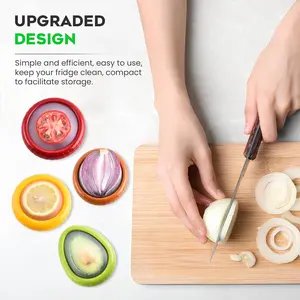 Silicone storage containers - 4 versatile food storage containers, used as onion and lemon storage containers, avocado and tomato storage containers, etc. - antioxidant + reusable fruit and vegetable storage containers suitable for the refrigerator