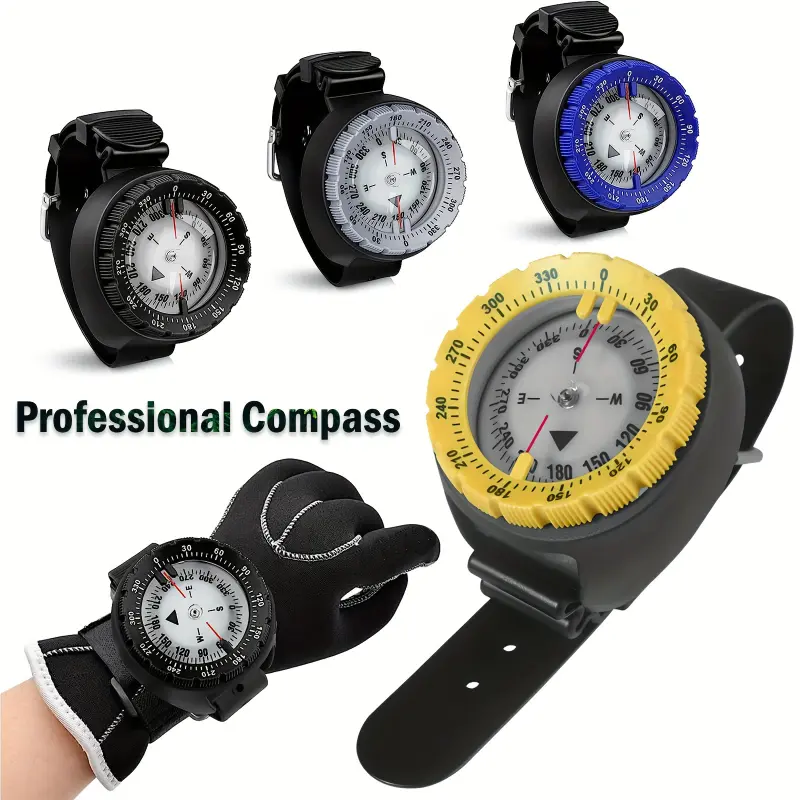 Professional Waterproof Luminous Wrist Compass with TPU Band for Outdoor Diving, Boating