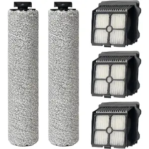 2 Pack Soft Roller Brush Replacement Parts for Tineco Floor ONE S5 Steam Cleaner Wet Dry Vacuum, Replacement Parts Accessory Kit for Tineco Floor Cleaner Including 3 Pack Vacuum HEPA Filters