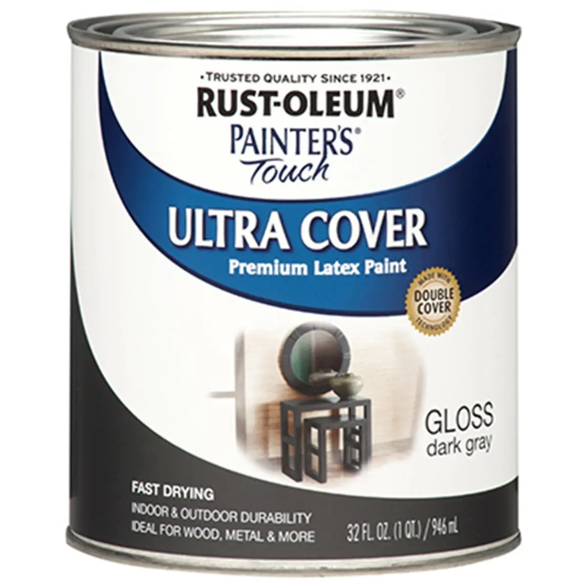Rust-Oleum 1986-502 QT Gloss Latex Automotive Quick Drying Paint - Dark Gray, Smooth Surface Finish, Automotive Paint Care Solution