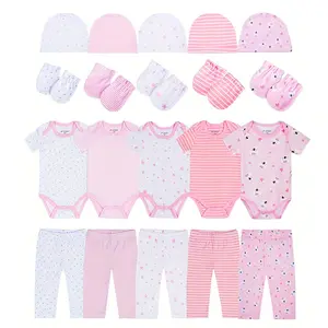 JY.COZY FOR BABY Baby Basics 20-Piece Set for 0-12 Months - Soft & Comfortable Tops Pants Hats & Gloves for Everyday Casual Wear - Pink Koala Spots Star Patterns for Boys & Girls Clothing