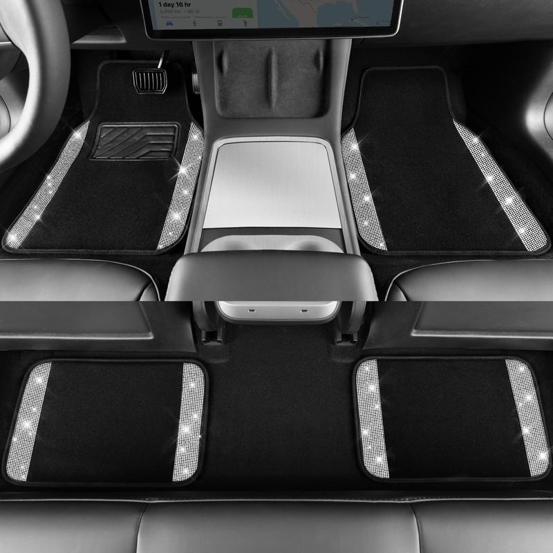 CAR PASS Bling Diamond Car Floor Mats,Shining Rhinestone Carpet Sparkly Glitter Anti-Slip Waterproof Universal Fit SUV,Sedan,Van,Cute Girl Women,4pcs CAR PASS Bling Diamond Car Floor Mats,Shining Rhinestone Carpet Sparkly Glitter Anti-Slip Waterproof Universal Fit SUV,Sedan,Van,Cute Girl Women,4pcs