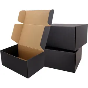 Shipping Boxes,9"x6"x4" Black Corrugated Cardboard Boxes, Which is Anti- Come with Exquisite Sealing Label.Suitable E-Commerce Packaging, Shipping Packaging.