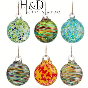 New H&D HYALINE& DORA Set 6 Hand Blown Glass Hanging Christmas Ball Ornaments Glass Gazing Balls Blown Witches Balls Glass Decorative Hanging Ornaments for Friendship Garden Patio Decor for Wome Decoration