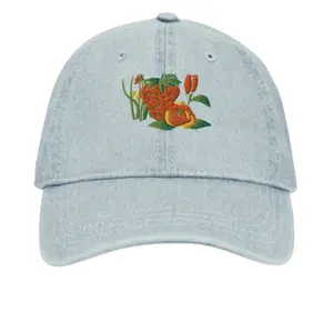 Sweet Beauty Denim Hat - 100% Cotton Unstructured 6-Panel Low-Profile with 6 Sewn Eyelets & Adjustable Strap for Custom Fit
