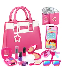 Play Purse for Little Girls, Toddler Purse with Pretend Makeup, 29PCS Kids Purse Little Girls Toys, Princess Pretend Play Girl Toys for 3 4 5 6 7 8 Years Old, Toddler Birthday Gift Age 3+