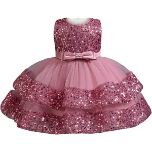 Baby Girl Pageant Dress Sequins Princess Dress Toddler Flower Wedding Birthday Party Gown Dresses 12 Months-4 Years