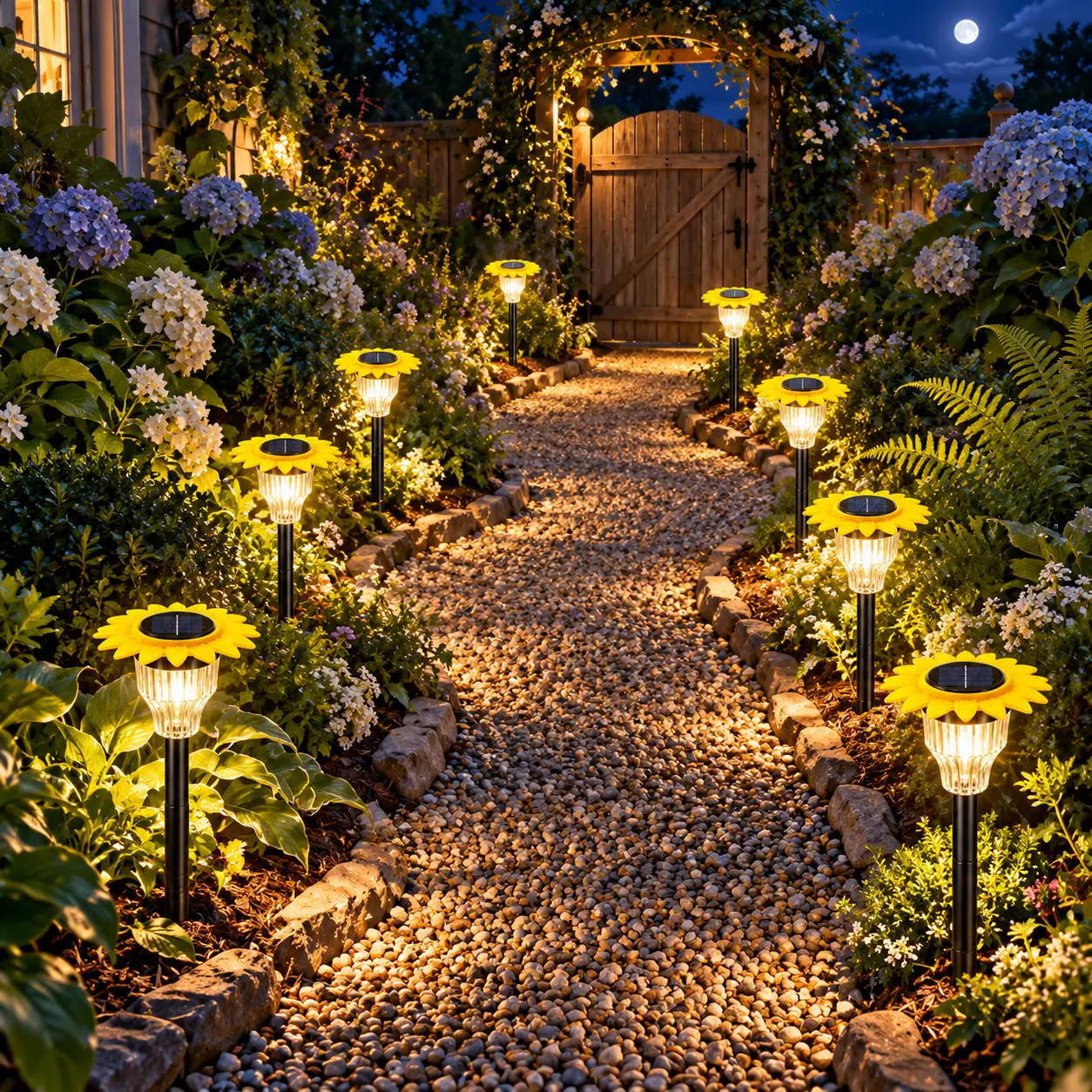 LED Solar Sunflower Garden Stake Lights, Warm Yellow Waterproof Outdoor Pathway Lights, Easy to Install for Yards, Lawns, Walkways & Flower Beds, Fall Harvest & Thanksgiving Garden Decor
