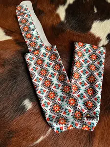 Orange & Teal southwest Lycra printed slip on tail bag