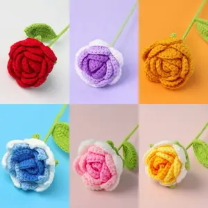 1/3/7 pieces Handmade Knitted Flower Rose Home Decor – Romantic Valentine’s Day Gift for Wife or Girlfriend, Anniversary & Holiday Celebration