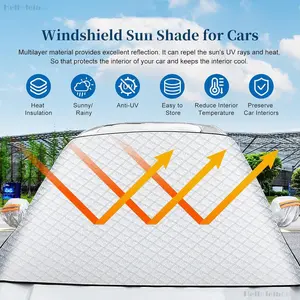 LEIBOO Car Windshield Sun Shade & Snow Cover, Reflector Sunshade Offers Ultimate Protection for Car Interior, Fits Sedan/SUVs/Car/Truck/MPV 48''X64'' - Summer Gift!