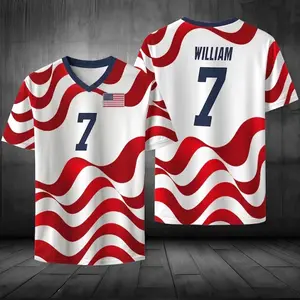 Personalized USA Soccer Jersey Shirt, Blue American Flag Football Uniform, Custom Name & Number