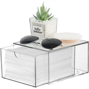 Disposable  Towel Holder, Plastic  Towels Storage Box with Drawer, Stackable Organizer for Clean  Club  XL Towels, Towel Containers, Skincare Oragnizer for Vanity Bathroom Organization