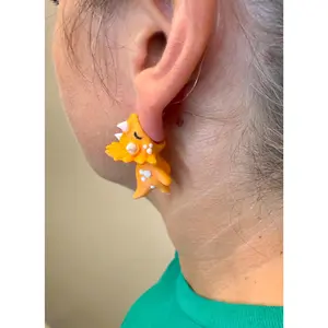 Triceratops Chomper Earrings | Cute Triceratops Dangle Jewelry | Prehistoric Statement Earrings | Dino Lover Gift | Hypoallergenic 3D Print