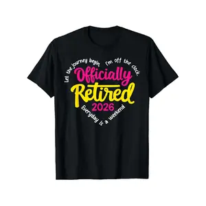 Women' Officially Retired 2026 T-Shirt - Retirement Outfit with Heart Shape & Slogan, Loose Fit Round Neck Casual Tee for 2026 Retirement () - Novelty Gift for Retirees 2026