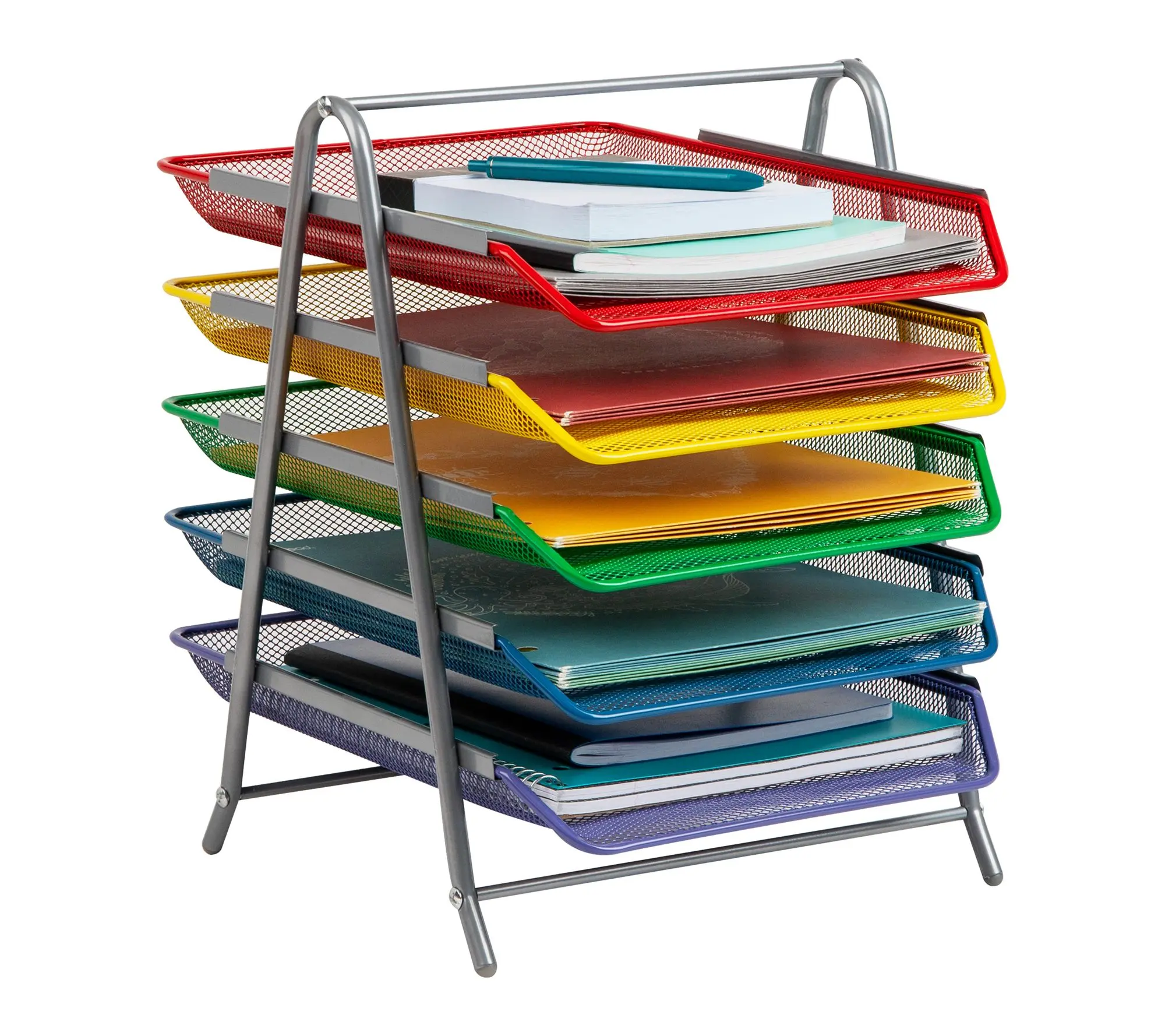 Mind Reader 5-Tier Paper Tray Organizer with Multicolor Trays Mind Reader 5-Tier Paper Tray Organizer with Multicolor Trays