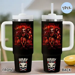 PIKPAKA The Fiend Bray Wyatt Vacuum Flasks 40oz Stainless Steel Insulated Tumbler with Handle & Straw, Leakproof Travel Mug, 12H Cold Retention, Christmas & Holiday Gift Idea for Friends, Family & Coworkers
