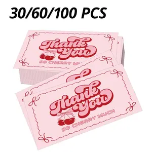 Thank You Cards with Cherry Pattern Design, Aesthetic Thank You Notes, Perfect for Online Shops and Gift Stores, Tearable Greeting Cards