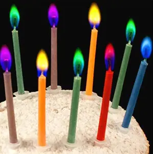 Birthday Cake Candles Colored Flame Candles Happy Birthday Candles Holder Included (12pcs)
