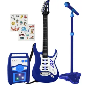 Best Choice Products Pretend Play Kids Electric Guitar, Toy Guitar with Interactive Microphone, Amp