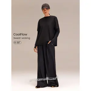 GLOWMODE X Reem Modest 1PC All-Day Ease Cooling Quick-Dry Sun Protection Adjustable Drawstring Waist Slip Pockets Wide-Leg Pants Training Running Workout Gym Daily