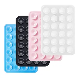 Silicone Suction Phone Case Mount, Non Slip Sticky Grip, Silicon Adhesive Suction Cup Mount, Strong Grip Holder for Selfies and Videos (LightPink&Translucent)