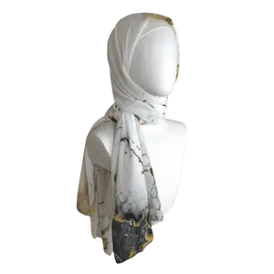 High-end Chiffon Hijab Scarf - The Elegant Harmony  Marble Printed Chiffon Hijab