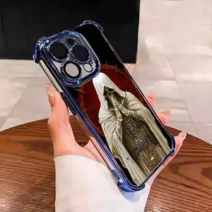 Mexico Day of the Dead Santa Muerte Suitable for Aesthetic Electroplated TPU Casing For iphone 17 16 15 14 13 12 11 X XS PRO PLUS MAX AIR Samsung S25 S24 S23 Four Corners Anti-Fall Transparent Casual Soft Silicone Phone Cases Perfect Gift  L1747