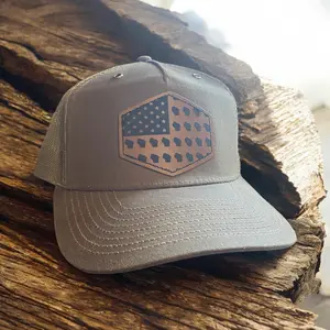 State USA Flag Leather Patch Hat – Trucker Cap USA Pride