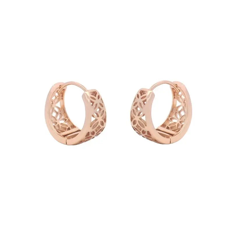 Vintage Hollow Geometric Circle Ear Buckles Copper Alloy Niche Retro Hoop Earrings For Women Daily Jewelry