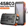 45800mAh Solar Charger Power Bank with 3 Built-in Cables, USB-C Portable Charger with LED Flashlight