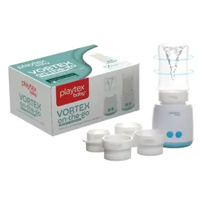 Playtex Baby Vortex Portable Bottle Warmer – Warms & Mixes Formula with Spinning Motion – Rechargeable, Leak-Proof, Travel Friendly – Fits Most Baby Bottles