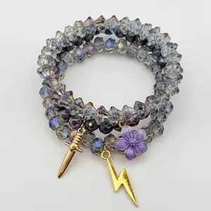 Violet Sorrengail fourth wing lightning wielder book inspired three bracelet stack