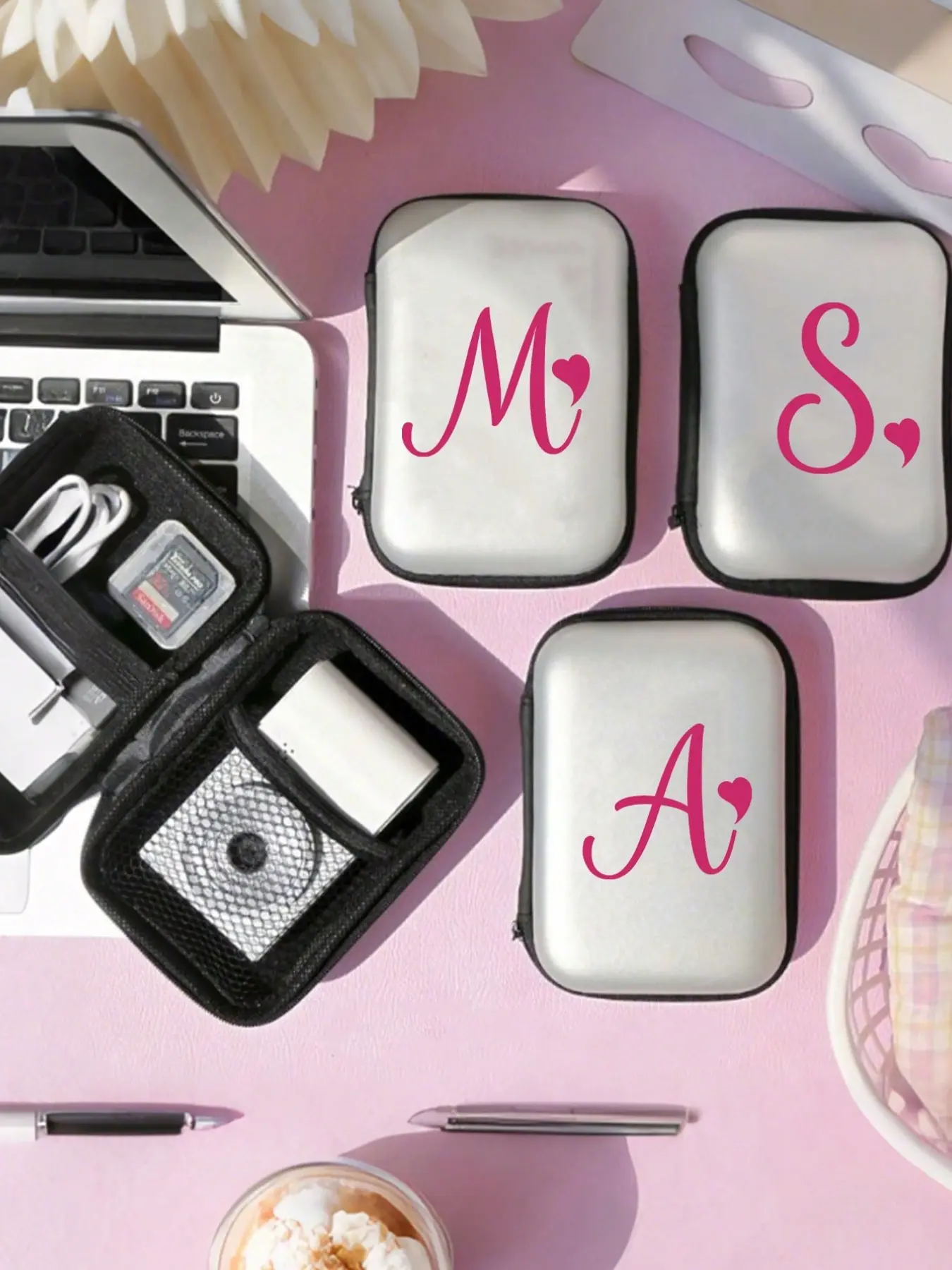 Portable Ccd Camera Protection Case, Rose Heart Letter A-Z Mini Storage Bag, Waterproof Anti-Drop Digital Pouch, Electronics Storage Bag, Camera Accessories, Portable Photography Accessory