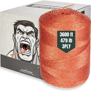 Baling Twine Roll - 3-Ply, 3600 Ft, 479 LB Strength Twine String - Pull String Rope That Won't  or Snap When Tying, Bundling, Baling. Ideal for Farming, Gardening & Heavy-Duty Jobs