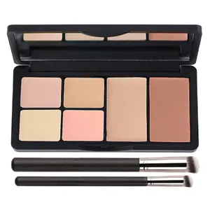 6 Color Concealer Contour Palette with Brushes – Color Correcting Cream Makeup Kit for Dark Circles, Blemishes & Acne Scars, Full Coverage Contouring Foundation & Highlight Palette for All Skin Types