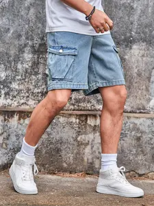 Men's Street Style Baggy Denim Shorts, Casual Pocket Denim Shorts for Summer, Fashion Men's Baggy Bottoms for Daily Wear, Casual Relaxed Shorts