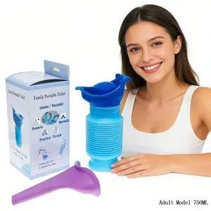 Unisex 750ML Large Capacity Portable Urinal, Collapsible Urinals, Emergency Urine Bucket, Leak-Proof, Easy Clean, Compact Storage, Ideal for Car and Outdoor Use, Portable Travel Toilet