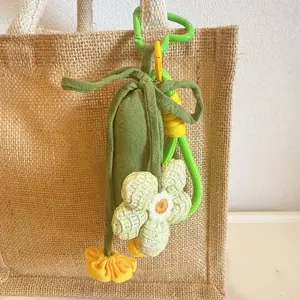 Creative Handmade Fabric Mushroom Grape Pumpkin Cucumber Keychain 3D Fruit Pastoral Style Pendant Curtain Accessories Bag Charms
