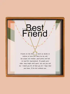 Friendship Necklace with Blessing Card, Elegant Turtle Beaded Pendant Necklace for Women, Fashion Jewelry for Party, Daily Decor, Exquisite Jewelry for Birthday Gift