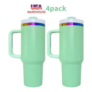 4/8/12 Pack USA Warehouse H2.0 40oz Powder Coat Green Rainbow Plated Tumblers for Laser Engraving Drinkware Flasks